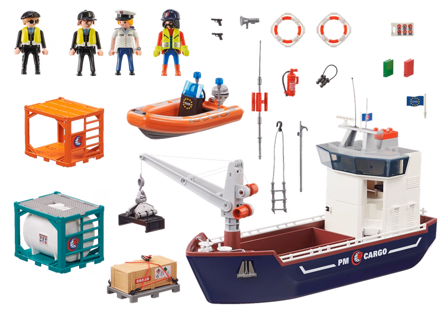 Cargo Ship with Boat