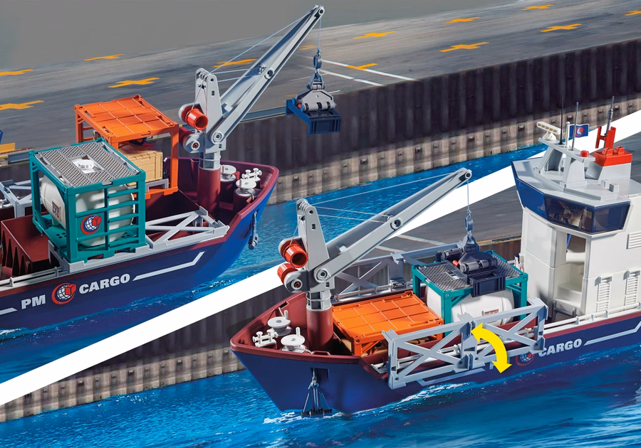 Cargo Ship with Boat