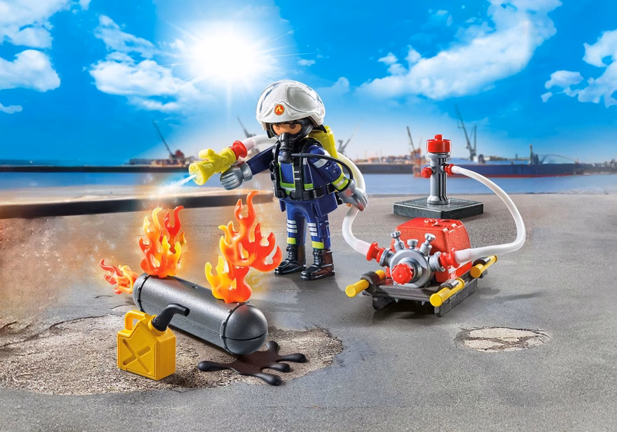 Firefighter with Water Pump