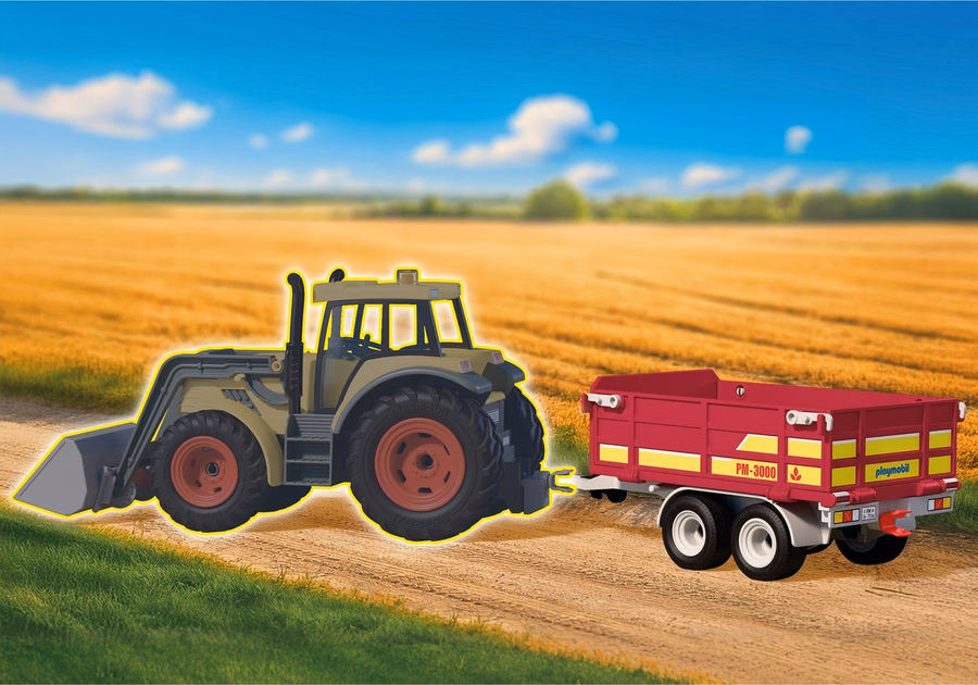 Tractor Trailer with Hay Bales