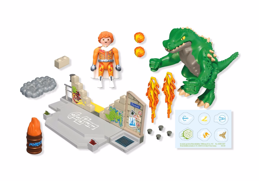 Hero Battle Against Giant Lizard